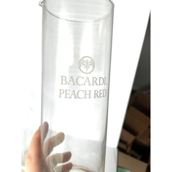 Set Of 2 Bacardi Peach Red Glasses With Stirrers 8.5" Tall Barware Cocktail Drin - Picture 2 of 5